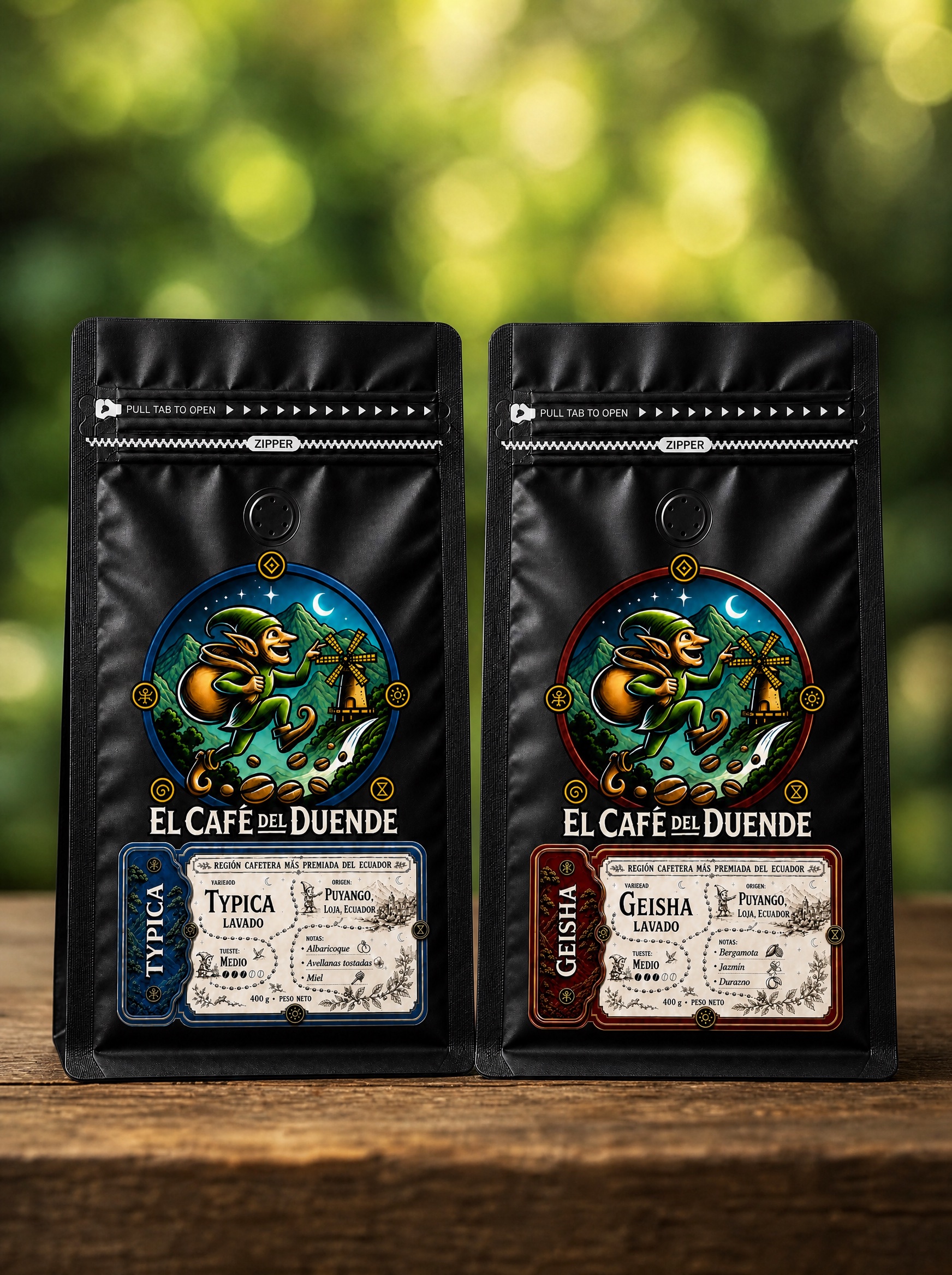 Dúo Typica y Geisha, nuestras dos variedades premium juntas.