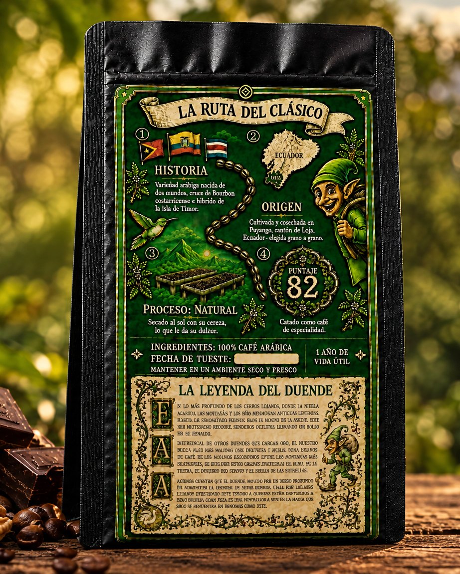Reverso de la funda de Clásico, con la Ruta del Clásico y la Leyenda del Duende.