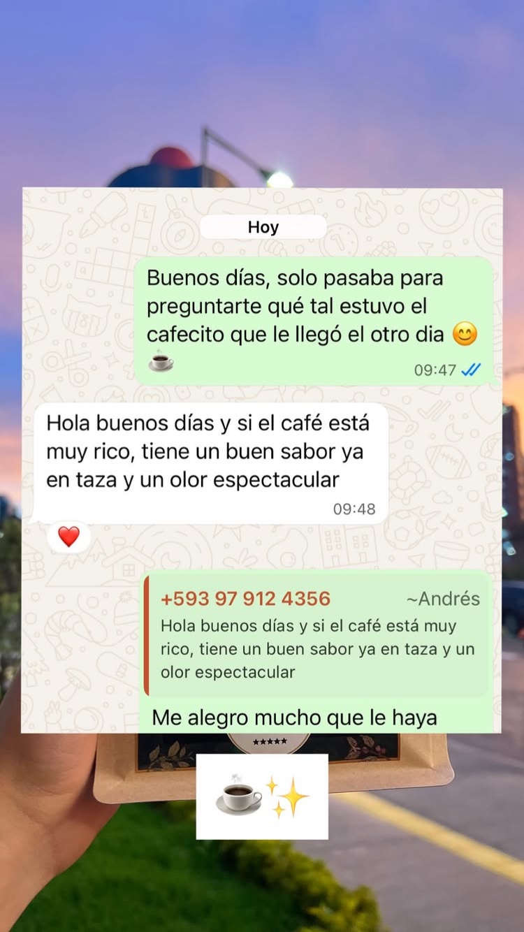 Reseña de cliente por WhatsApp.